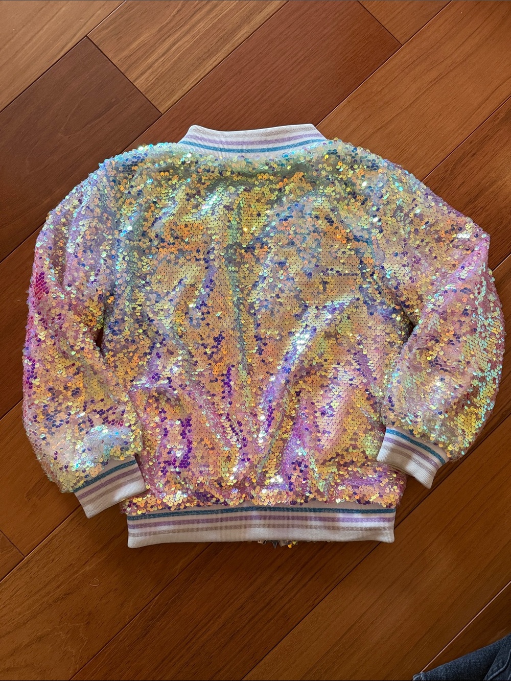 Lola & the Boys Iridescent Sequin Bomber Jacket - Ombre - Picture 3 of 5